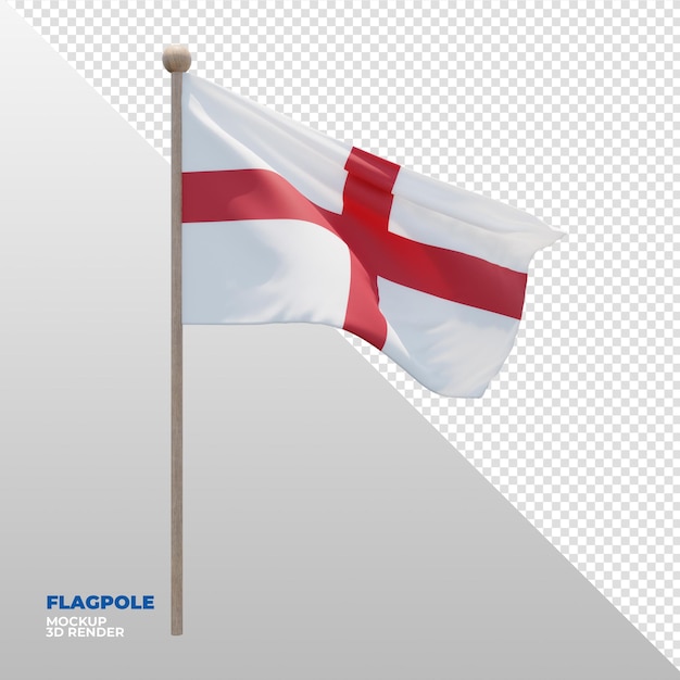 Realistic 3d textured flagpole flag of England