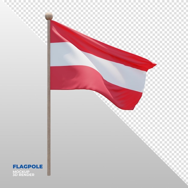 Realistic 3d textured flagpole flag of