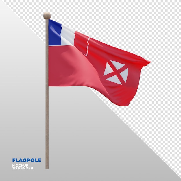 Realistic 3d textured flagpole flag of