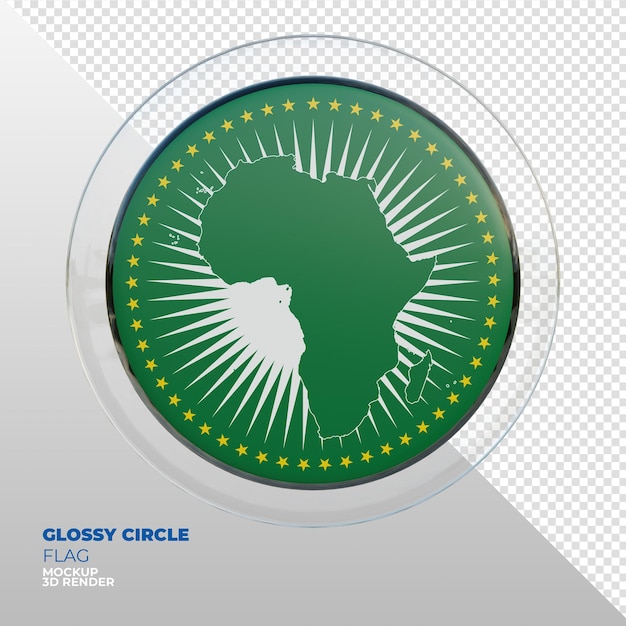 Realistic 3d textured glossy circle flag of African Union