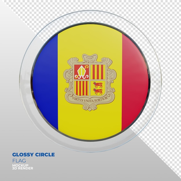 Realistic 3d textured glossy circle flag of Andorra