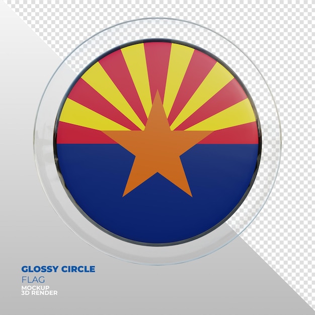 Realistic 3d textured glossy circle flag of Arizona