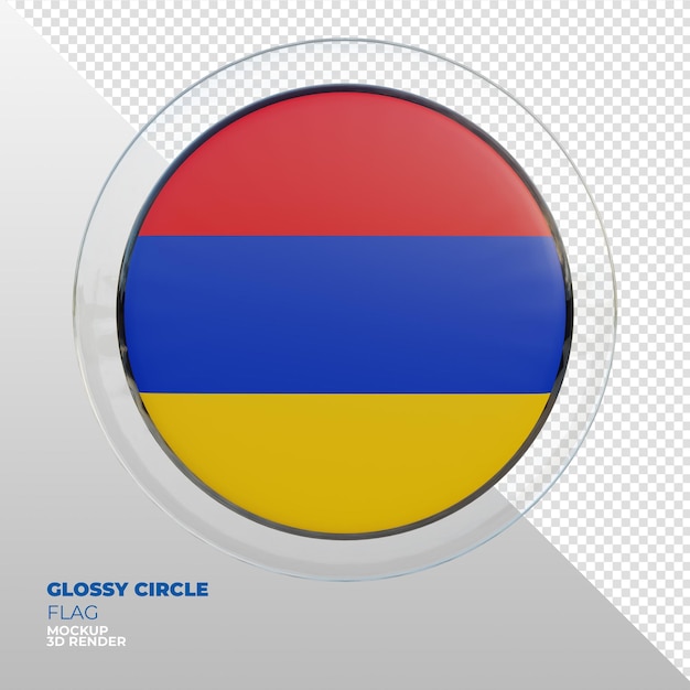 Realistic 3d textured glossy circle flag of Armenia