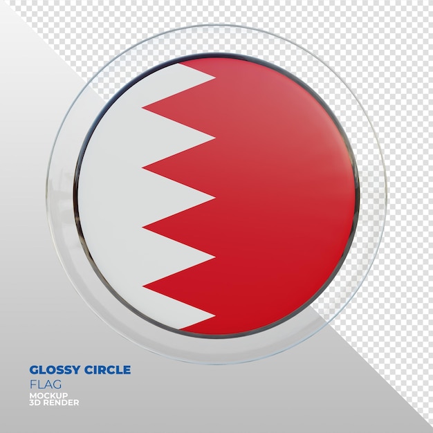 Realistic 3d textured glossy circle flag of Bahrain