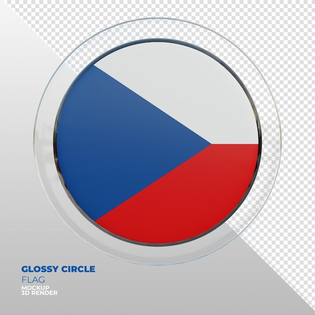 Realistic 3d textured glossy circle flag of Czech Republic