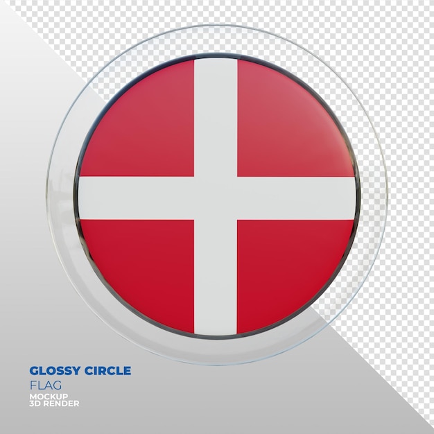 Realistic 3d textured glossy circle flag of Denmark