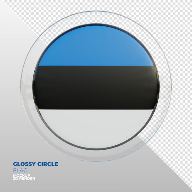 Realistic 3d textured glossy circle flag of Estonia