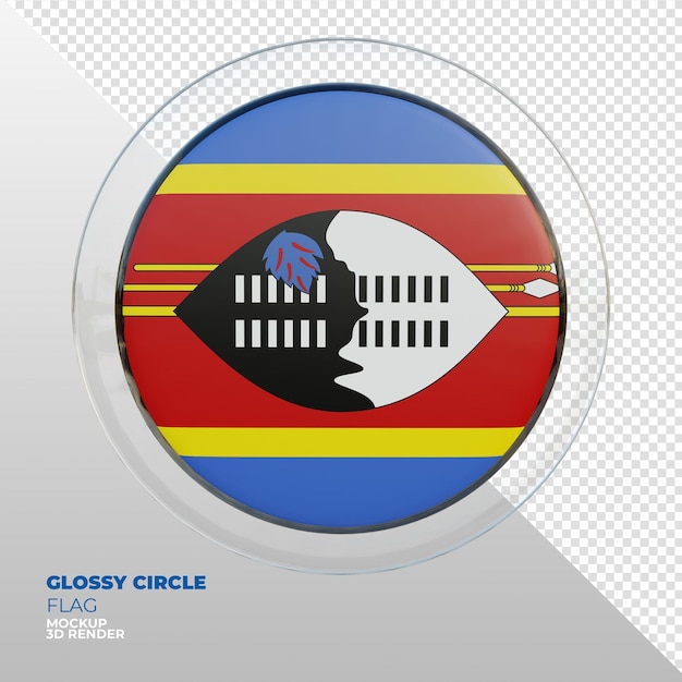 Realistic 3d textured glossy circle flag of Eswatini