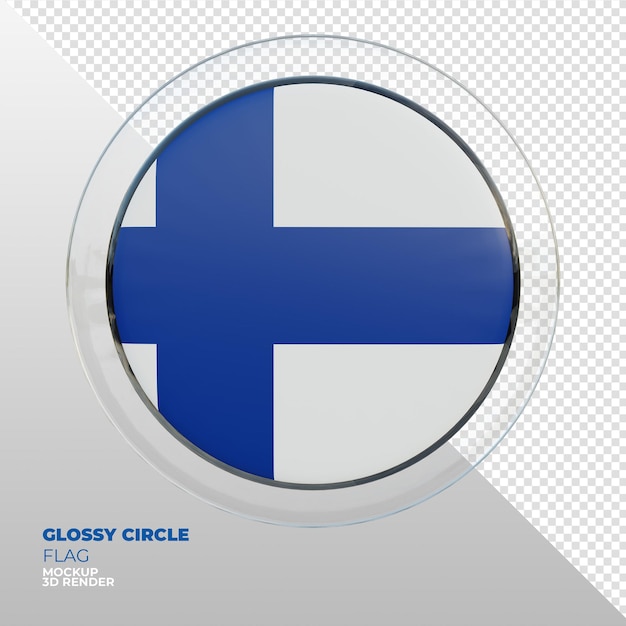 Realistic 3d textured glossy circle flag of Finland