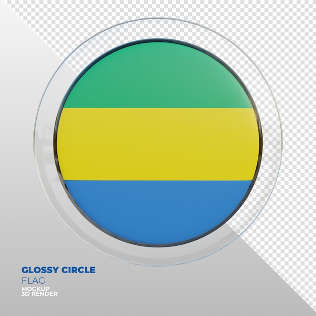 Realistic 3d textured glossy circle flag of Gabon