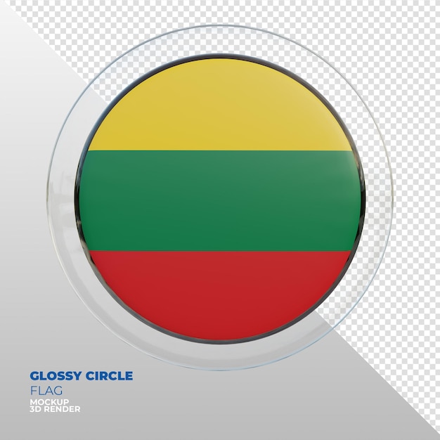 Realistic 3d textured glossy circle flag of Lithuania