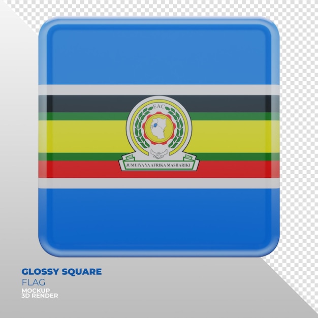 Realistic 3d textured glossy square flag of East African Community