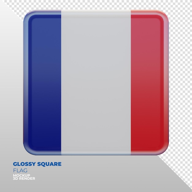 Realistic 3d textured glossy square flag of France