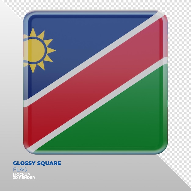 Realistic 3d textured glossy square flag of Namibia