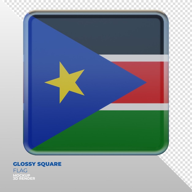 Realistic 3d textured glossy square flag of South Sudan