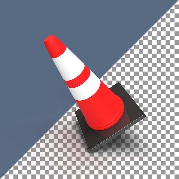 Realistic 3d traffic cone rendering, road traffic icon for safety.