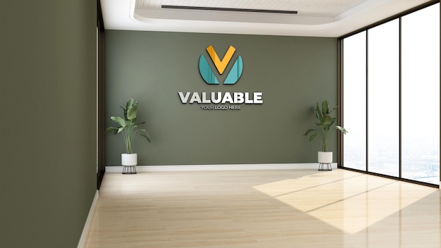 realistic 3d wall logo mockup at a blank wall