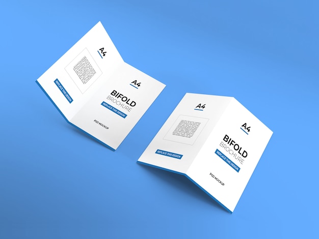 Realistic A4 bifold brochures mockup