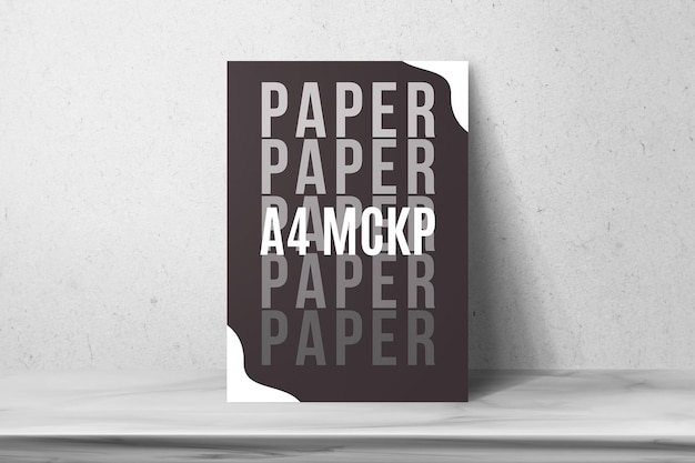 Realistic A4 Paper Mockup Leaning on Wall Texture Background