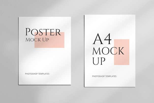 Realistic A4 Poster Mockup on Grey Wall