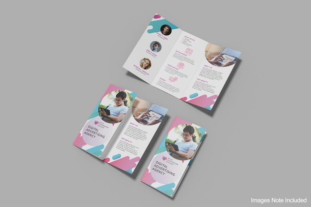 Realistic a4 trifold brochure mockup