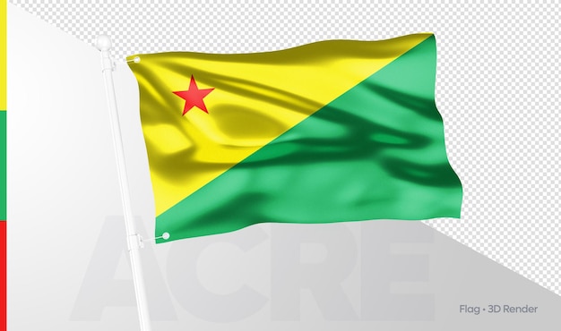 Realistic Acre flag Brazilian State 3D Rendering