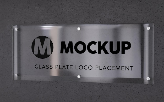 PSD realistic acrylic signage mockup - glass plate mockup - psd mockup