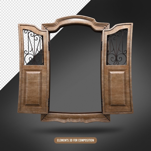 Realistic antique rustic window