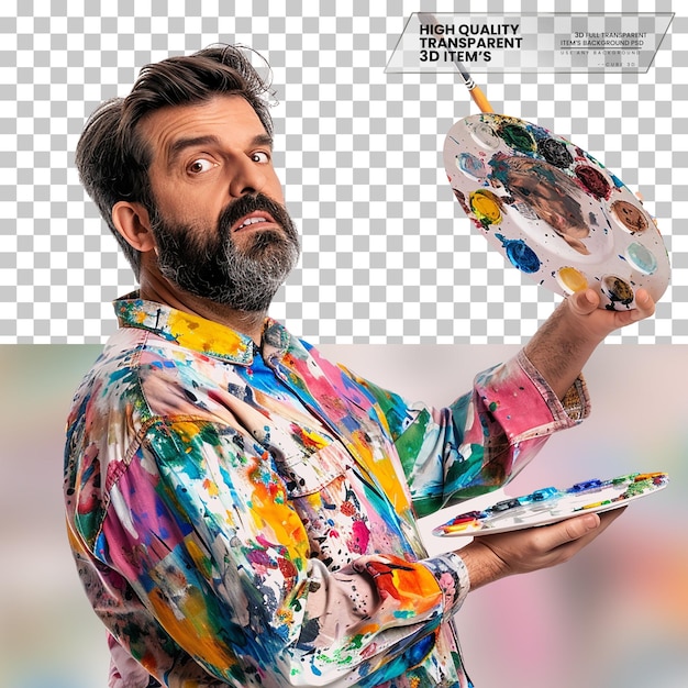 PSD realistic artist an artist with a creative expression on transparent background