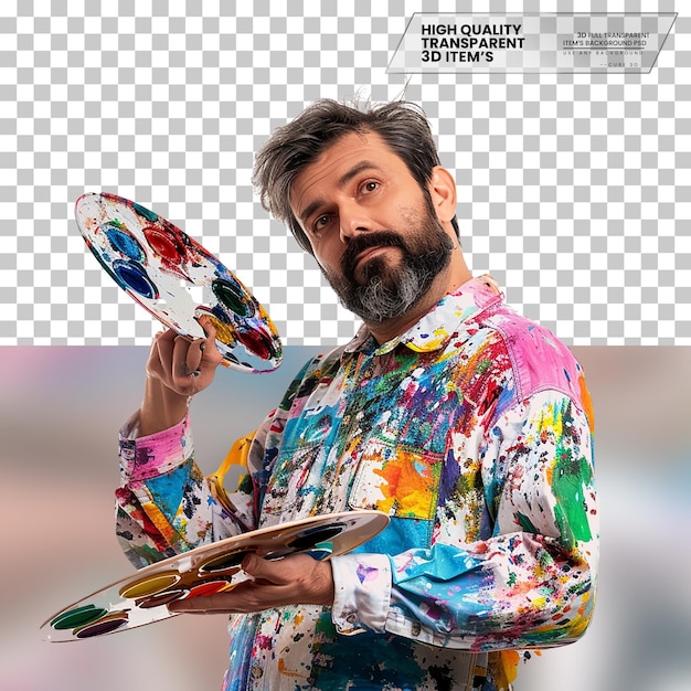 PSD realistic artist an artist with a creative expression on transparent background