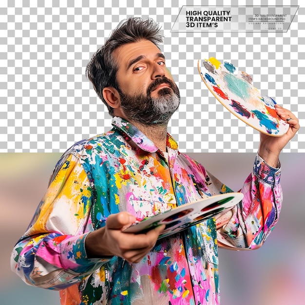 PSD realistic artist an artist with a creative expression on transparent background