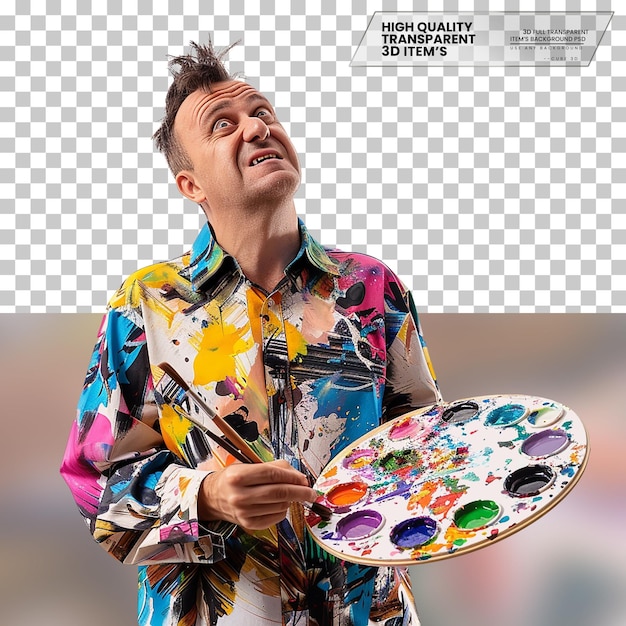 PSD realistic artist an artist with a creative expression on transparent background