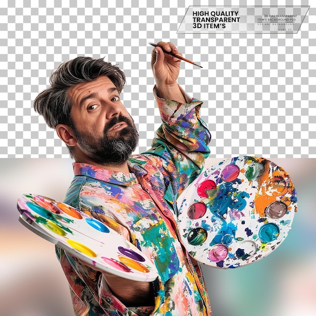 PSD realistic artist an artist with a creative expression on transparent background