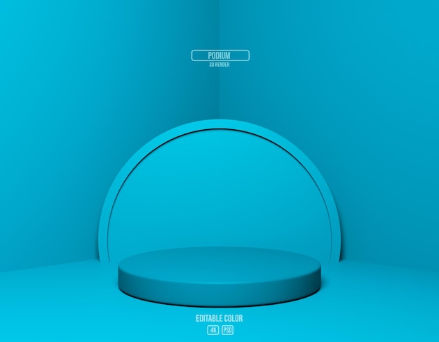 Realistic Background Blue Scene Podium With Round Platform