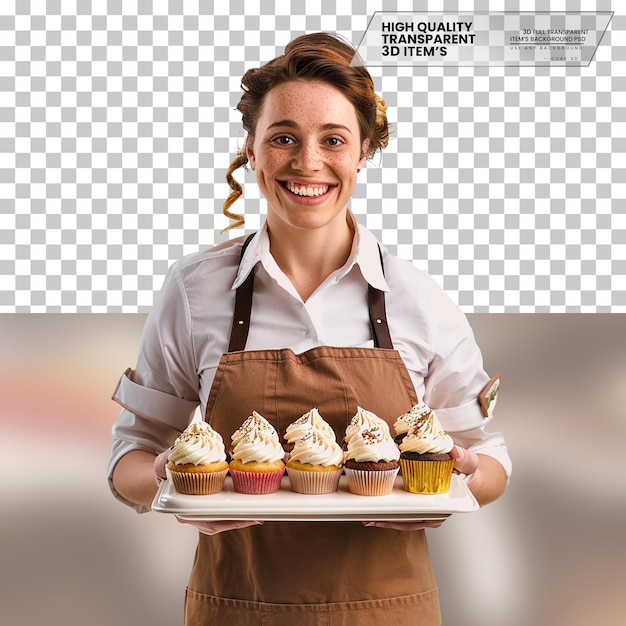 Realistic baker A baker with a friendly expression on transparent background