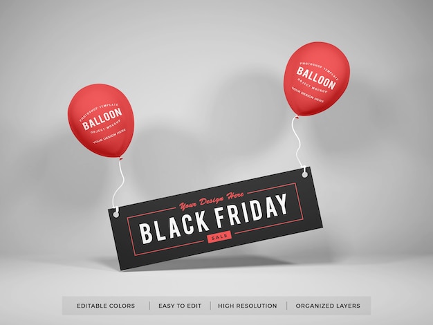 Realistic Balloon With Promotion Flyer Mockup 