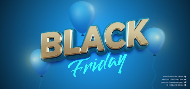 Realistic banners black friday sale with editable text 3d style effect