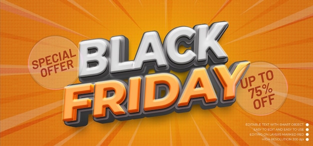 Realistic banners black friday with editable text 3d style effect