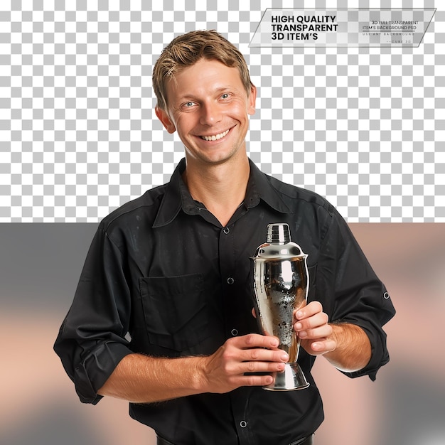 PSD realistic bartender a bartender with a friendly smile on transparent background