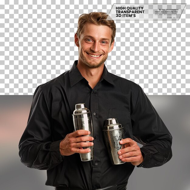 PSD realistic bartender a bartender with a friendly smile on transparent background