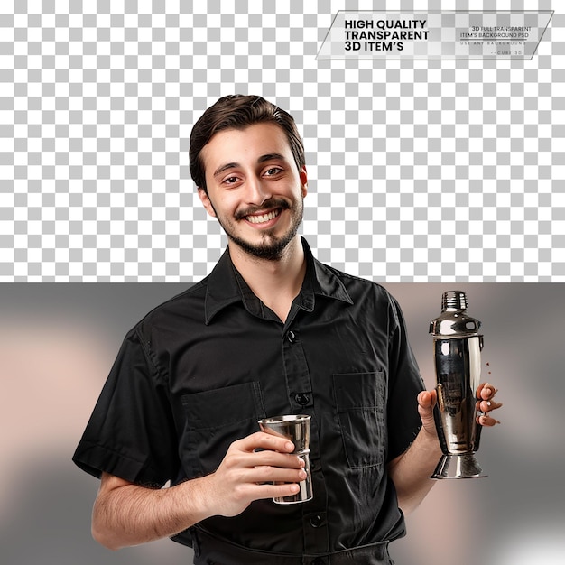 PSD realistic bartender a bartender with a friendly smile on transparent background