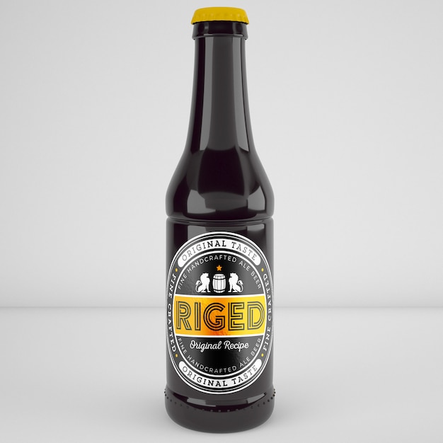 Realistic beer bottle mockup