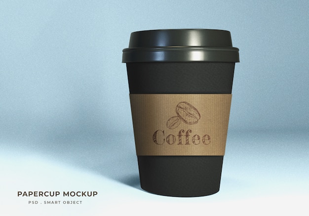 Realistic Black Paper Coffee Cup Mockup