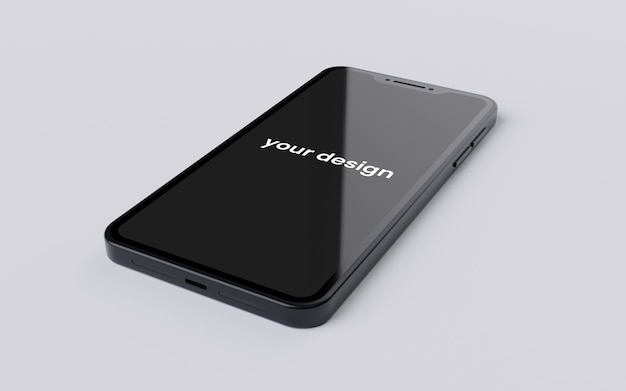 Realistic black smartphone mockup on white background