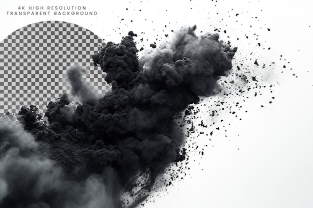 Realistic black smoke bomb vivid evocative PSD and full transparent background