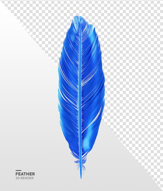 Realistic blue feather element 3d