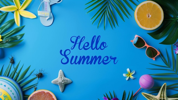 Realistic Blue hello summer Background