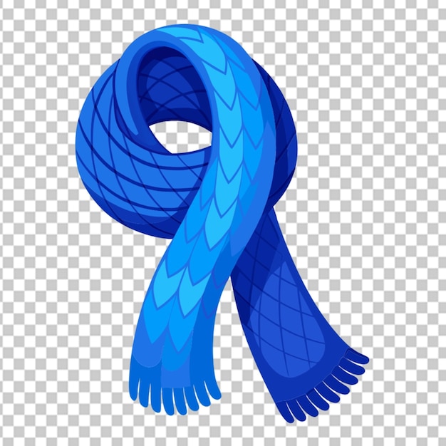 PSD realistic blue knit scarf on white background