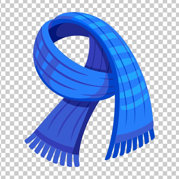 PSD realistic blue knit scarf on white background