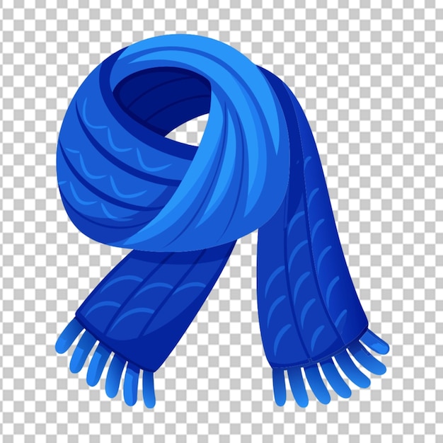 PSD realistic blue knit scarf on white background